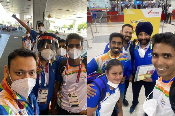 Tokyo Ind - टोक्यो ओलंपिक में  हिस्सा लेने वाले भारतीय  खिलाड़ियों की अगवानी
